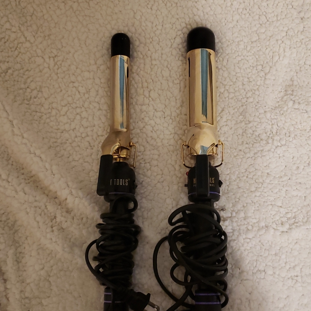 2-hot tools gold curling irons.